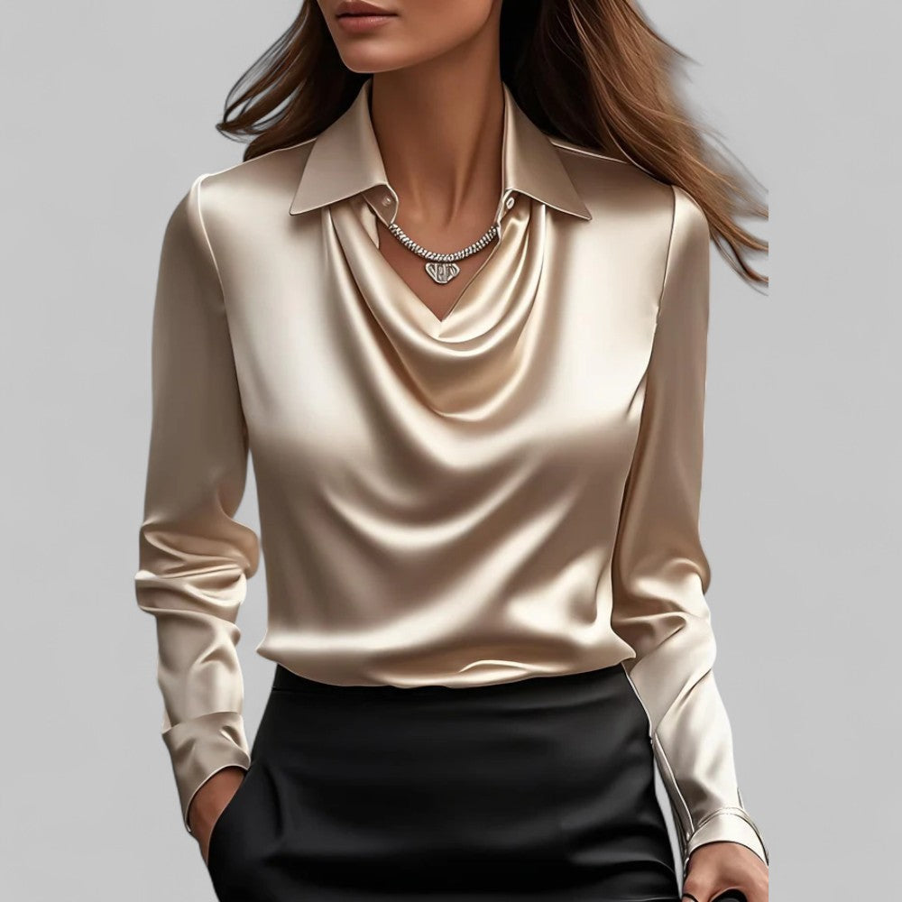Long Sleeve Collared Blouse for Women