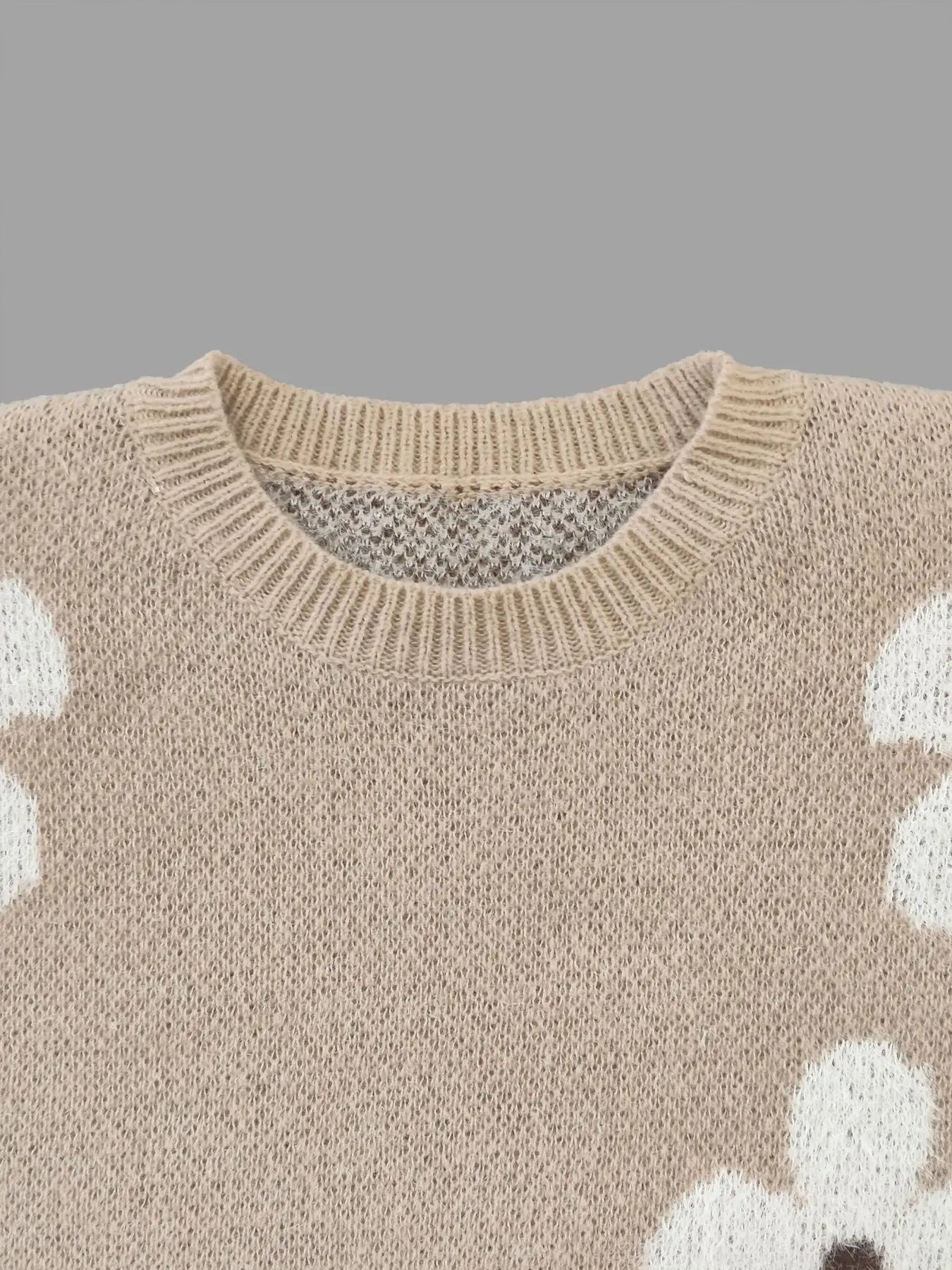 Women's Round Neck Knit Floral Sweater