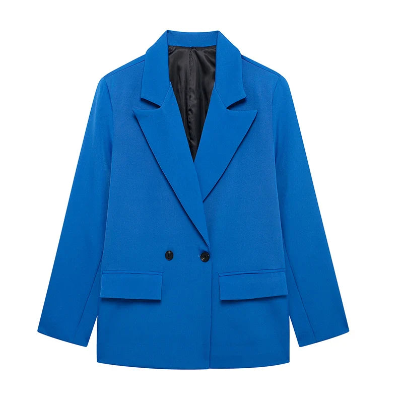 Classic Tailored Black Blazer – Elegant Double Breasted Casual Chic Jacket