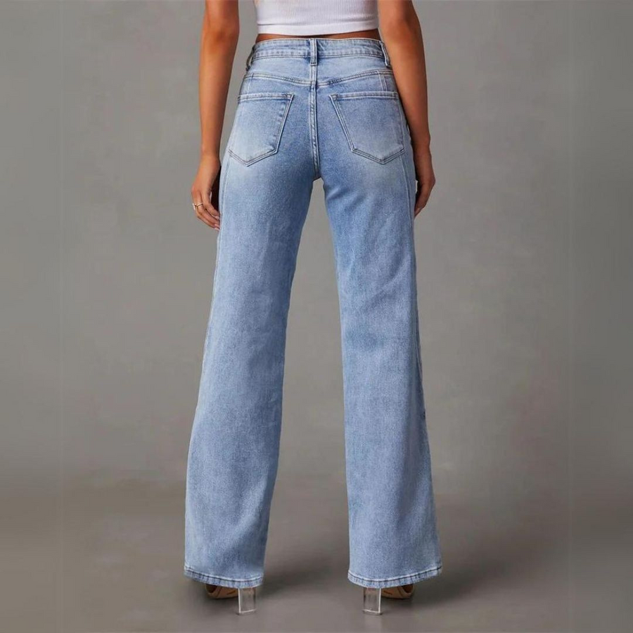 Women's Wide-Leg High-Waisted Straight Denim Jeans