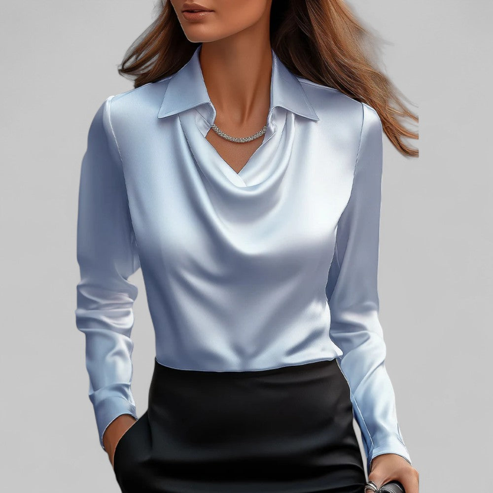 Long Sleeve Collared Blouse for Women