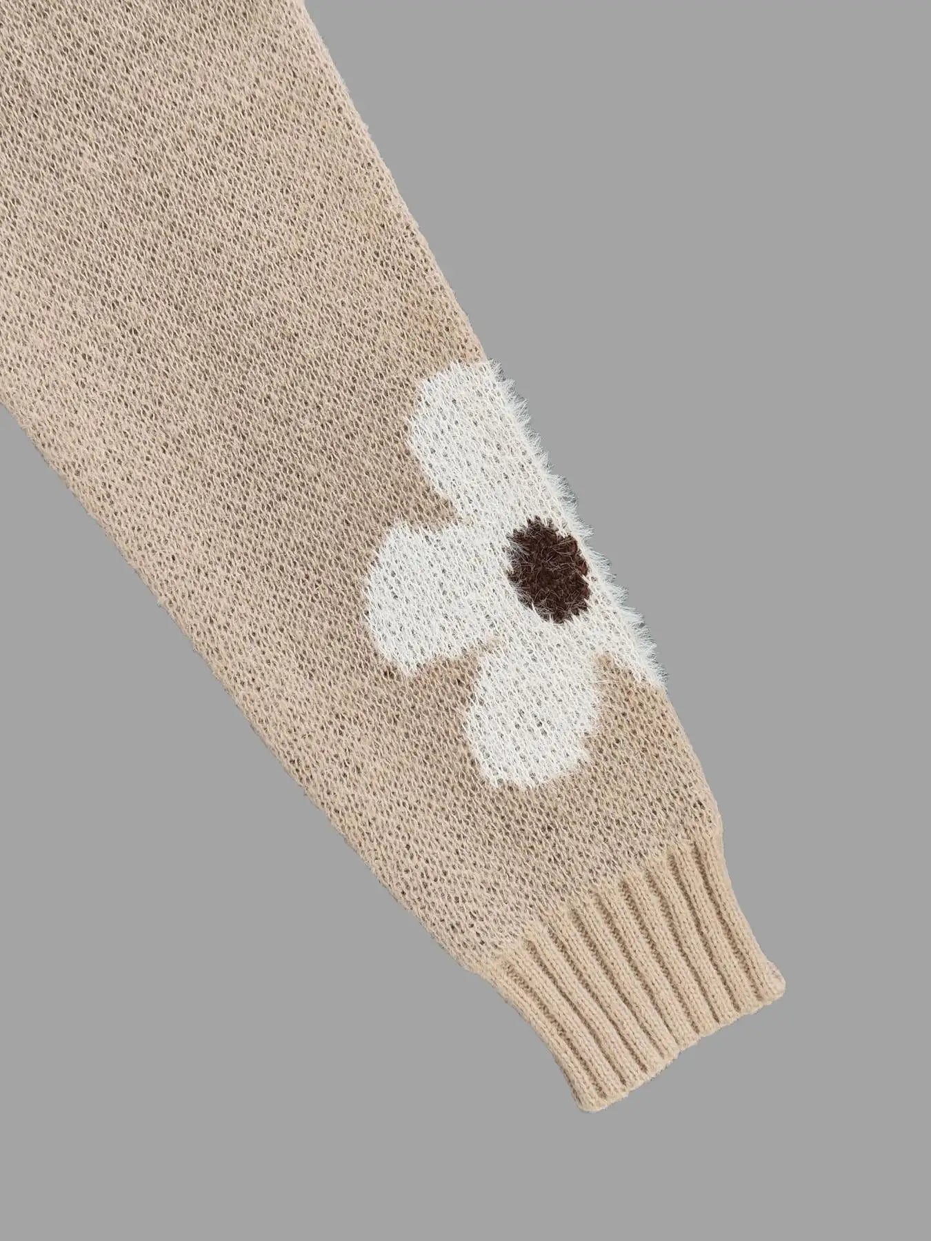 Women's Round Neck Knit Floral Sweater
