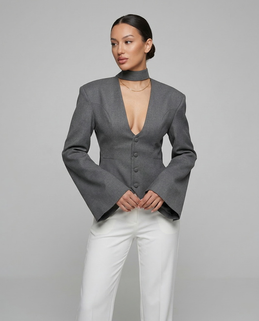 Blazer Jacket – V-Neck Casual Slim Fit for Autumn/Winter