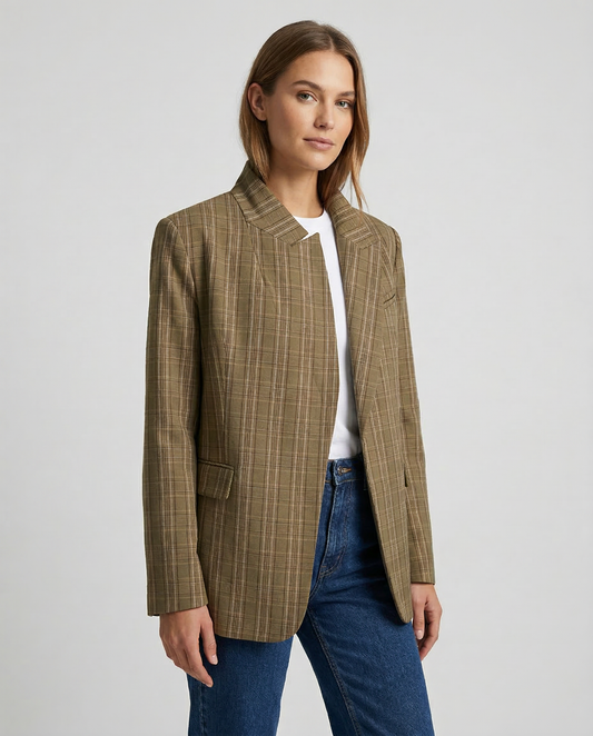 Casual Striped Blazer – Stylish Loose Fit with Pockets