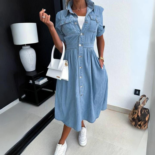 Women's Loose denim midi dress