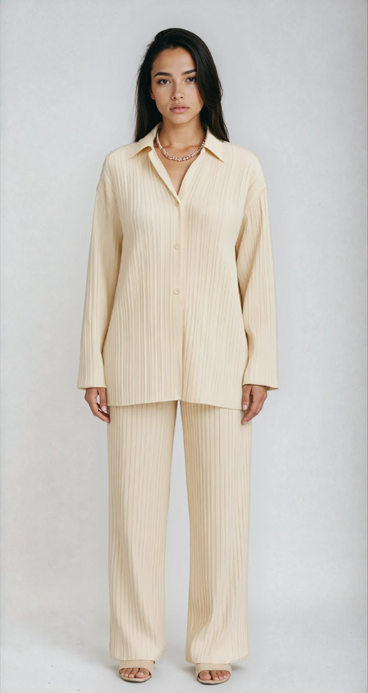 Oversized Pleated Two-Piece Lounge Set