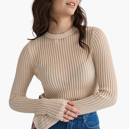 Long Sleeve Ribbed Top for Women