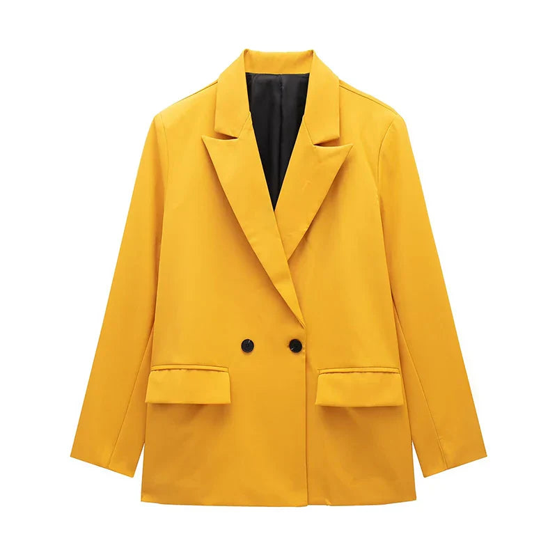 Classic Tailored Black Blazer – Elegant Double Breasted Casual Chic Jacket