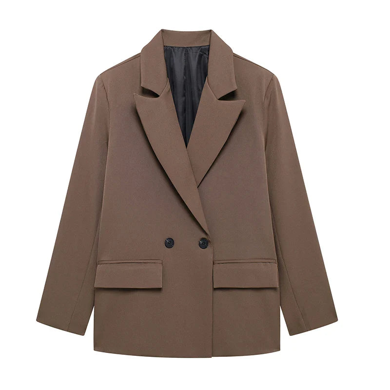 Classic Tailored Black Blazer – Elegant Double Breasted Casual Chic Jacket