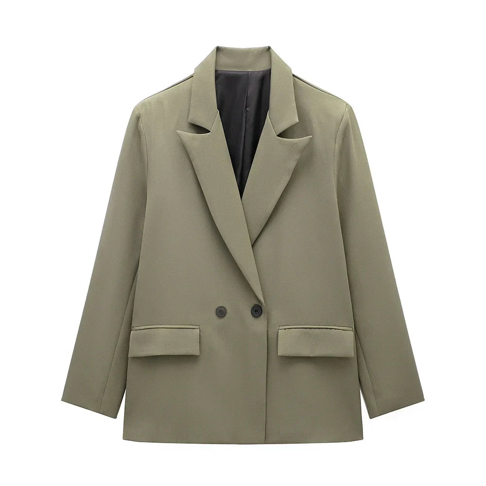Classic Tailored Black Blazer – Elegant Double Breasted Casual Chic Jacket