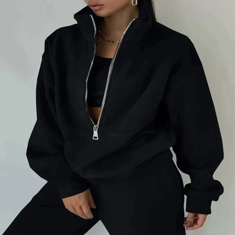 2-Piece Tracksuit Set with Half-Zip for Women