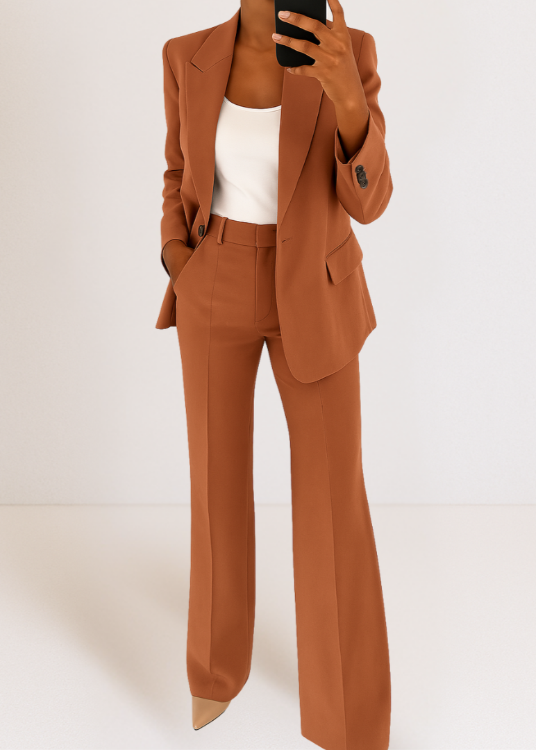 Women's Blazer and Trousers Tailored Two-Piece Pantsuit Set