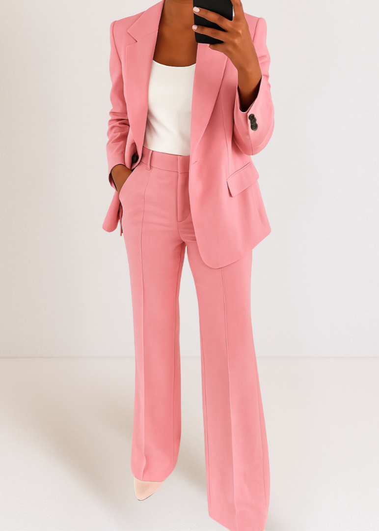 Women's Blazer and Trousers Tailored Two-Piece Pantsuit Set