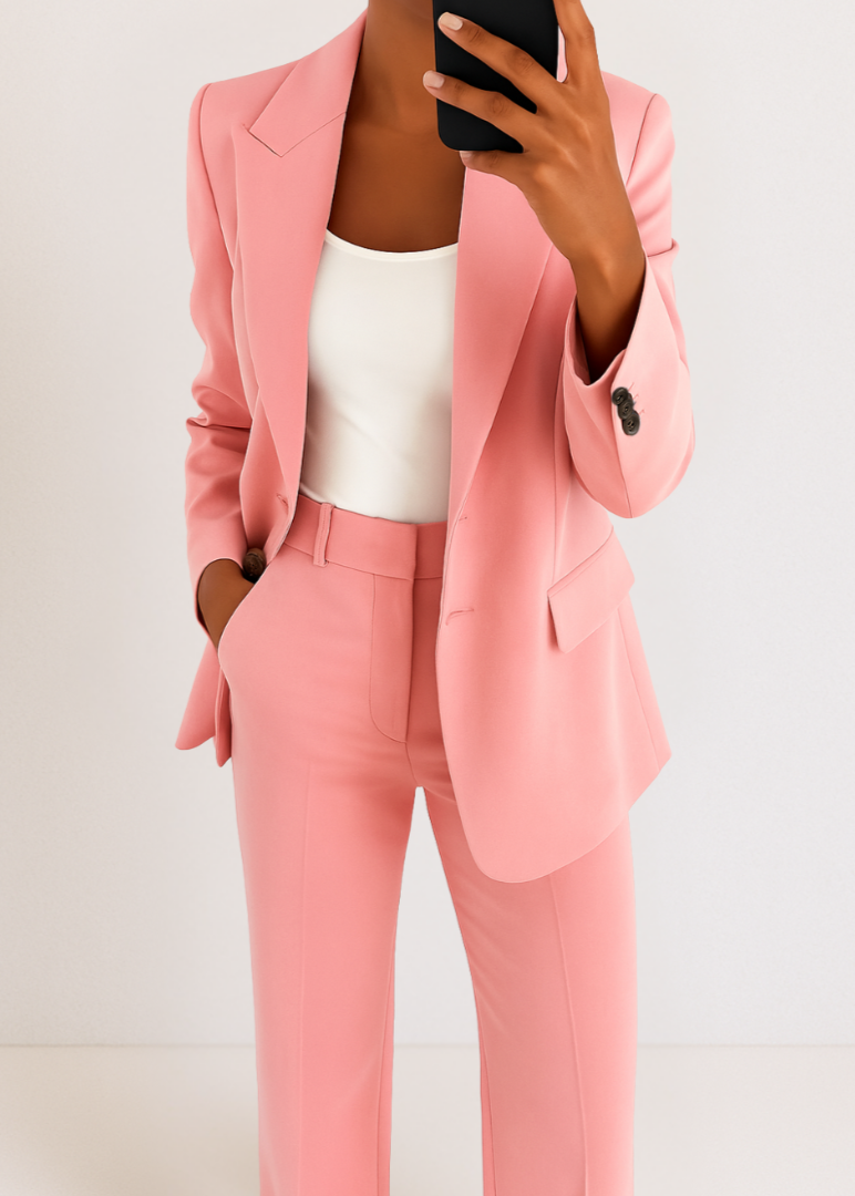 Women's Blazer and Trousers Tailored Two-Piece Pantsuit Set