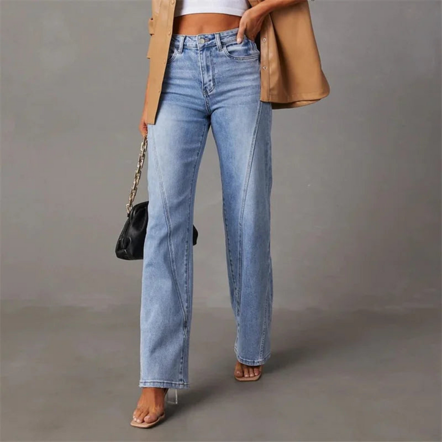 Women's Wide-Leg High-Waisted Straight Denim Jeans