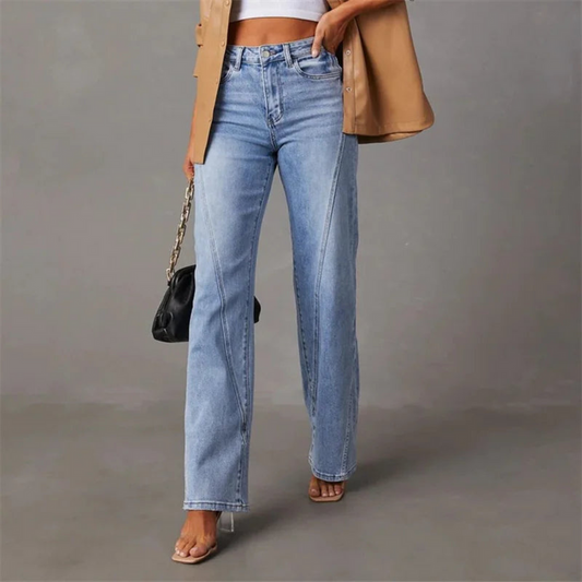 Women's Wide-Leg High-Waisted Straight Denim Jeans
