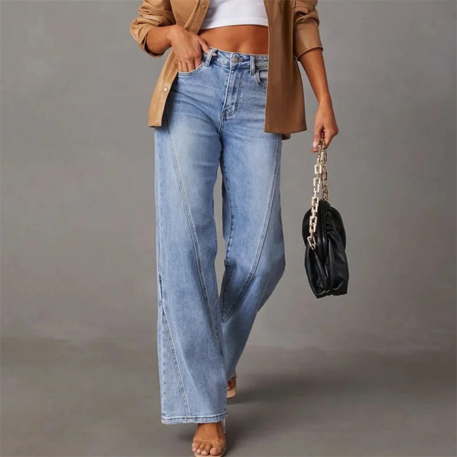 Women's Wide-Leg High-Waisted Straight Denim Jeans