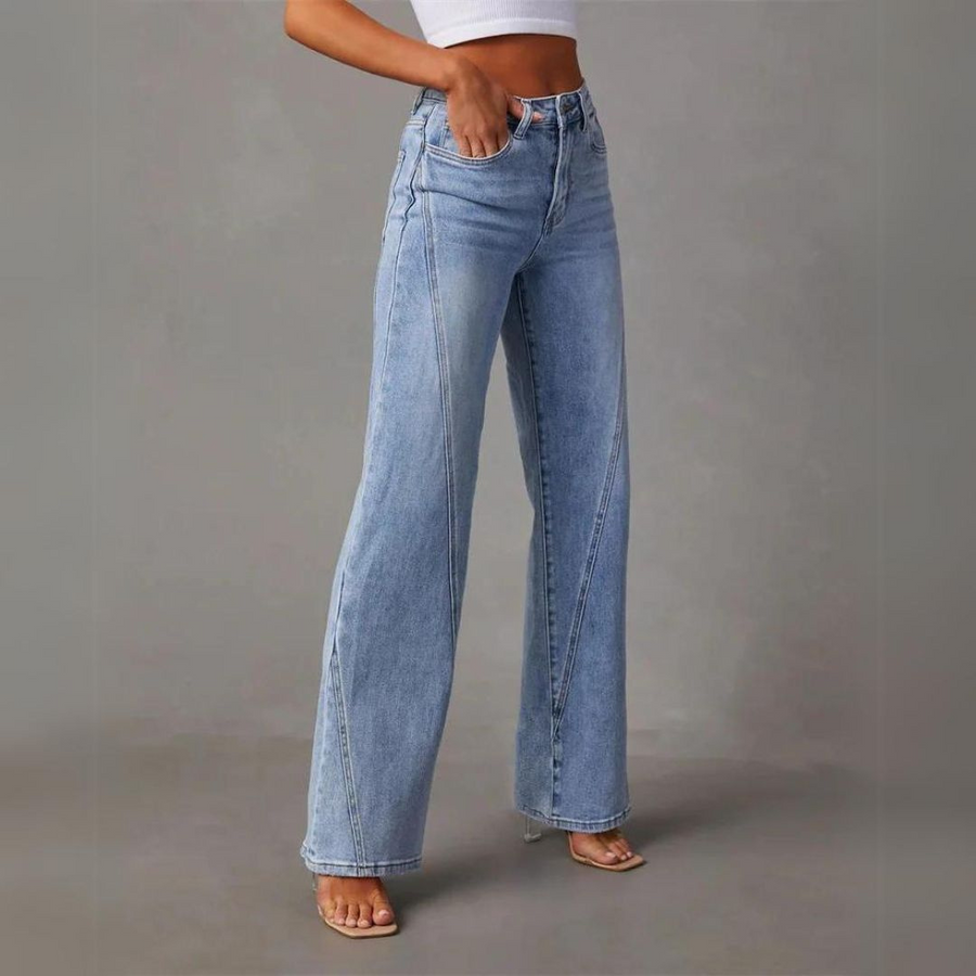 Women's Wide-Leg High-Waisted Straight Denim Jeans