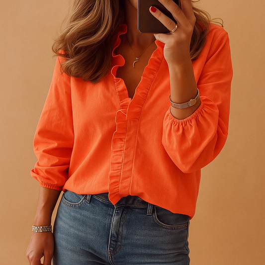 Blouse with ruffles ladies for work and leisure outfits | Elise