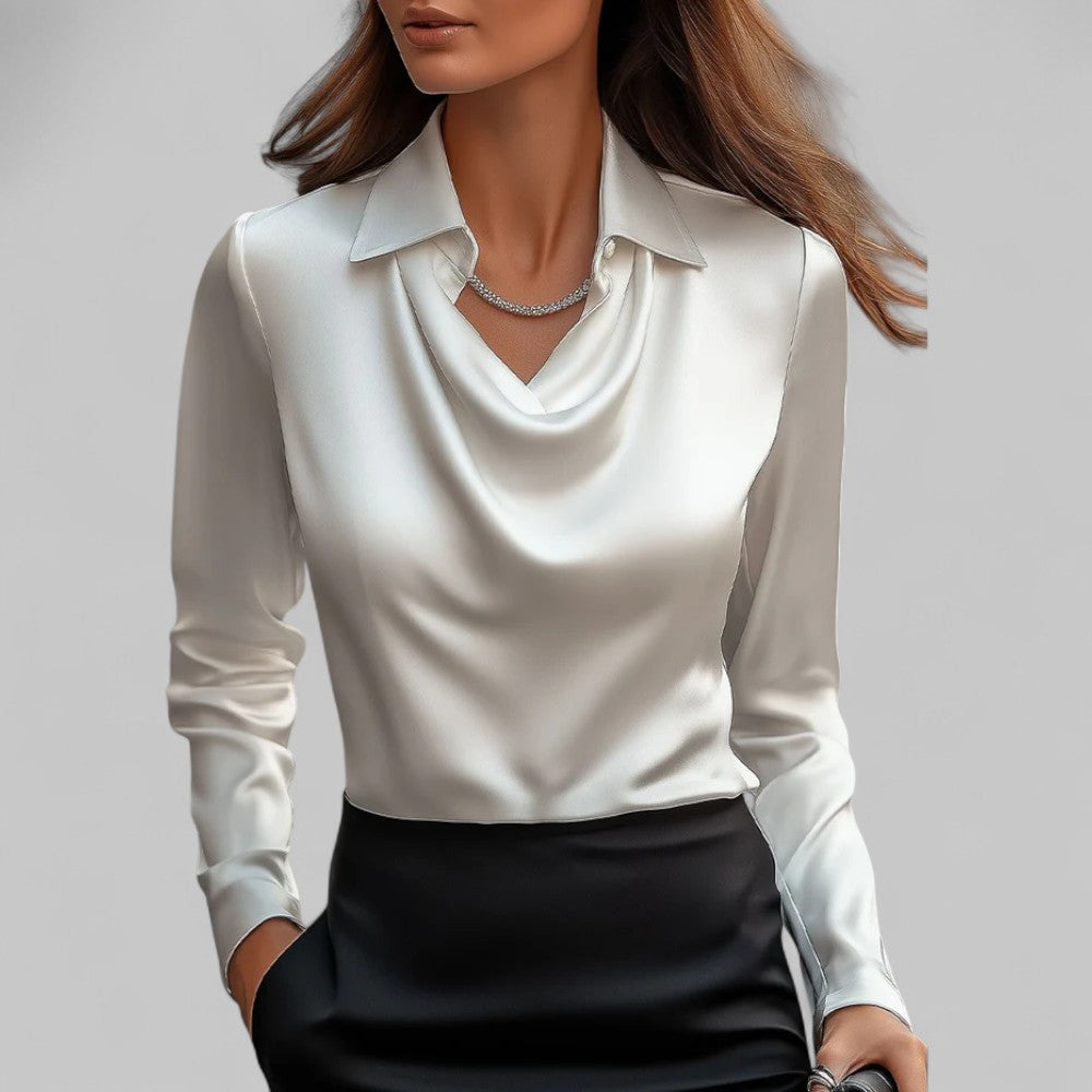 Long Sleeve Collared Blouse for Women
